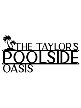 Poolside Oasis with Palm Trees Personalized